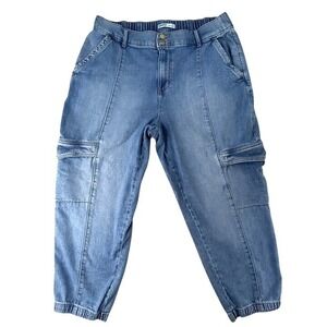 Womens Denim‎ Cargo Jogger Pants Light Wash Size 14